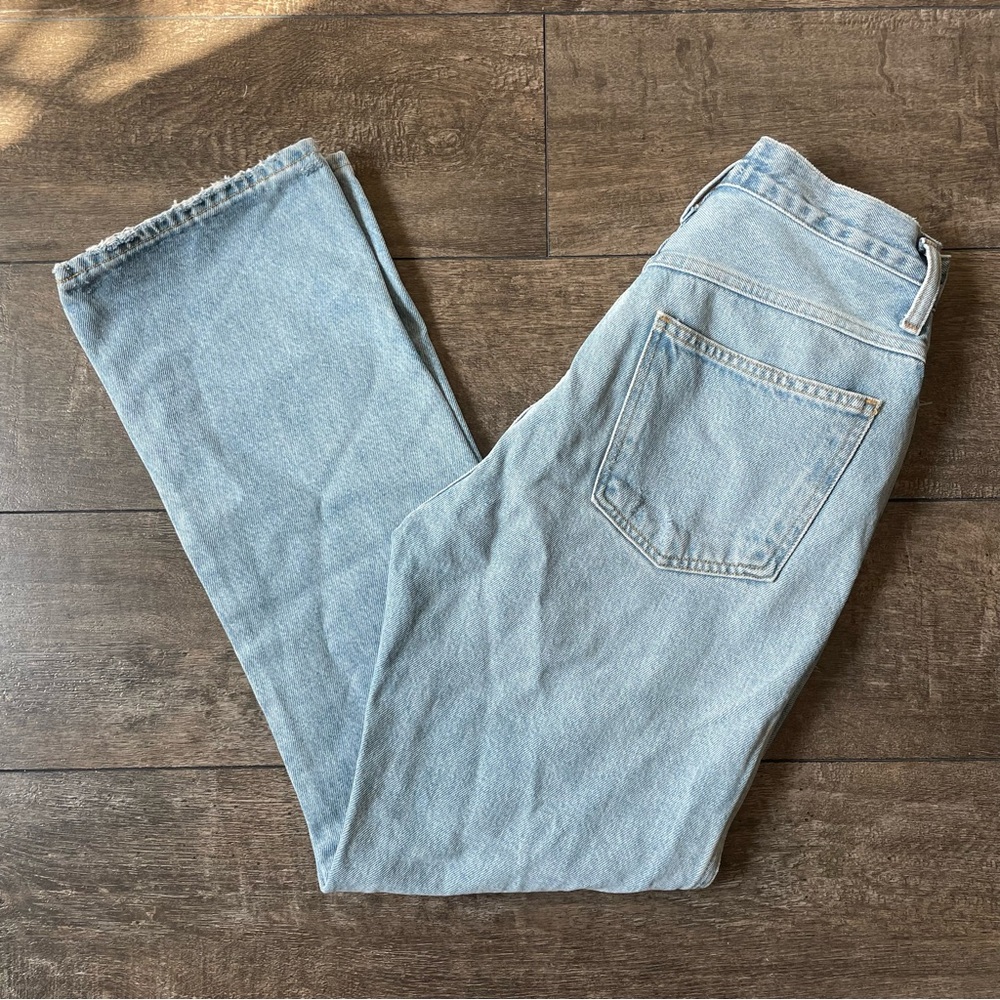 AGOLDE light wash 90'S Pinch Waist High Rise Straight Jeans in Infinite